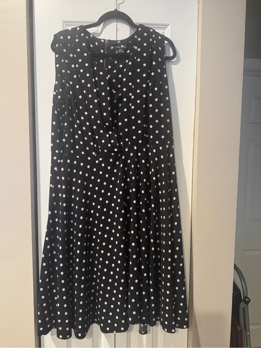 City Chic - Black Polka Dot A-Line Midi dress